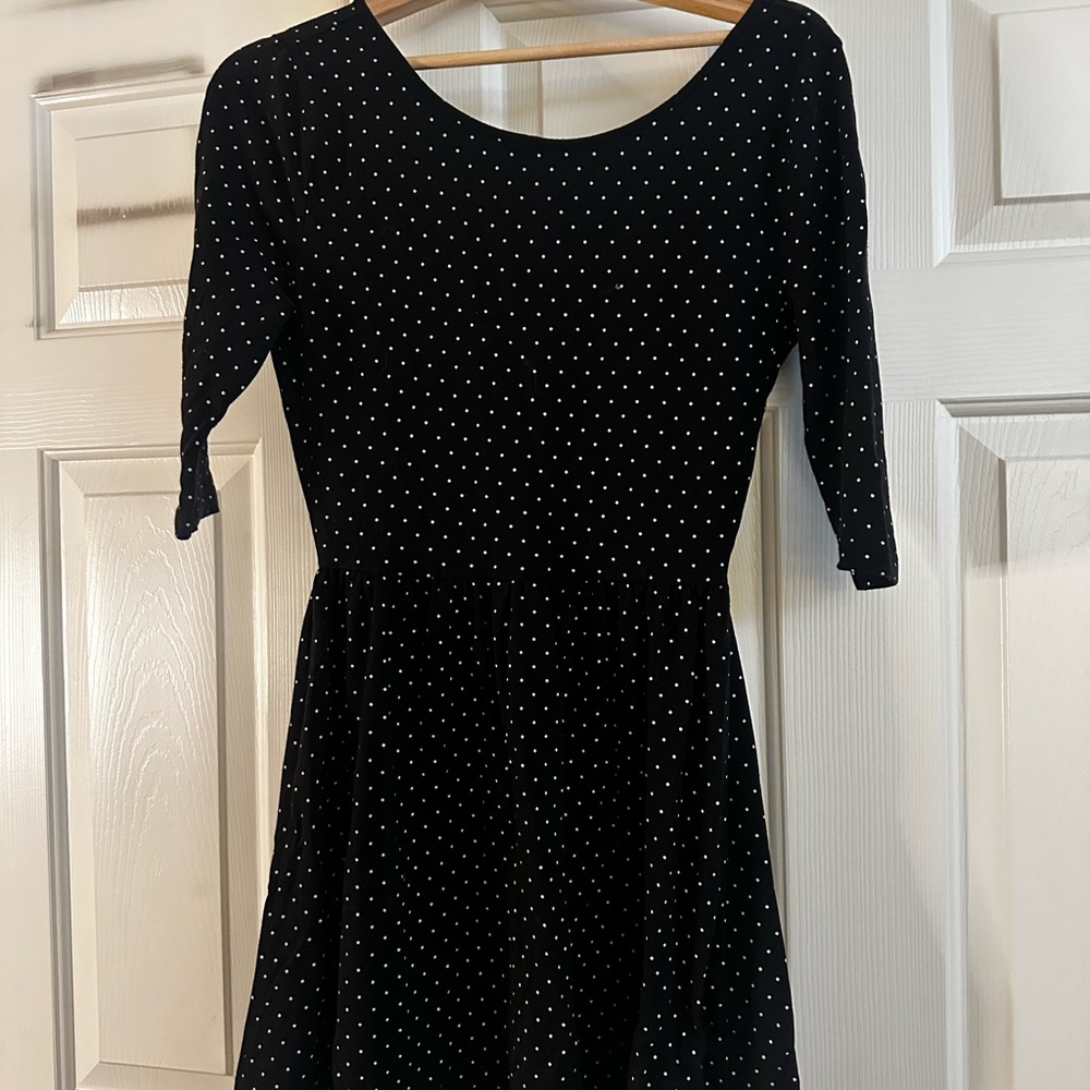 Casual Black Polka Dot Dress
